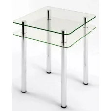 Glass dining table D-02-1 with tempered glass and chrome legs